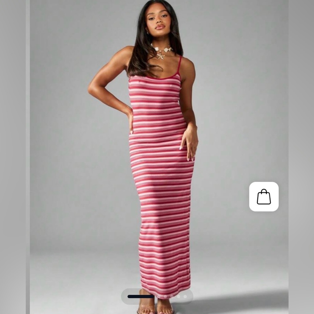 #440 Missguided NWT light and dark Striped Spaghetti Strap Maxi Dress
